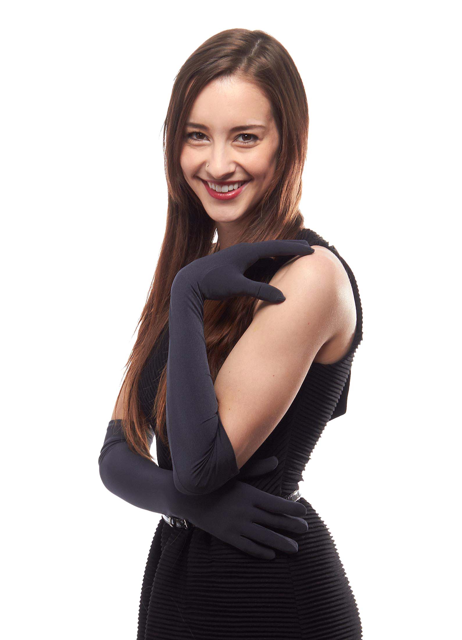 over the rainbow matte satin above the elbow gloves