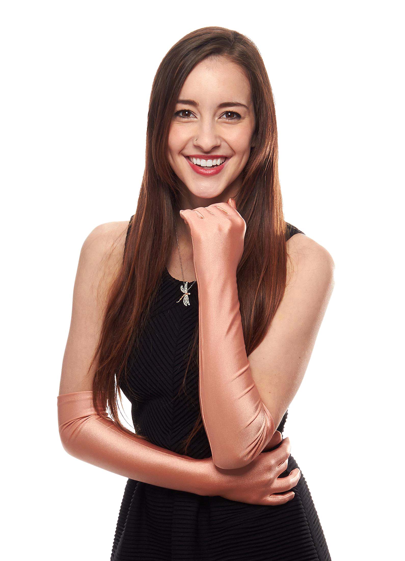 over the rainbow matte satin above the elbow gloves