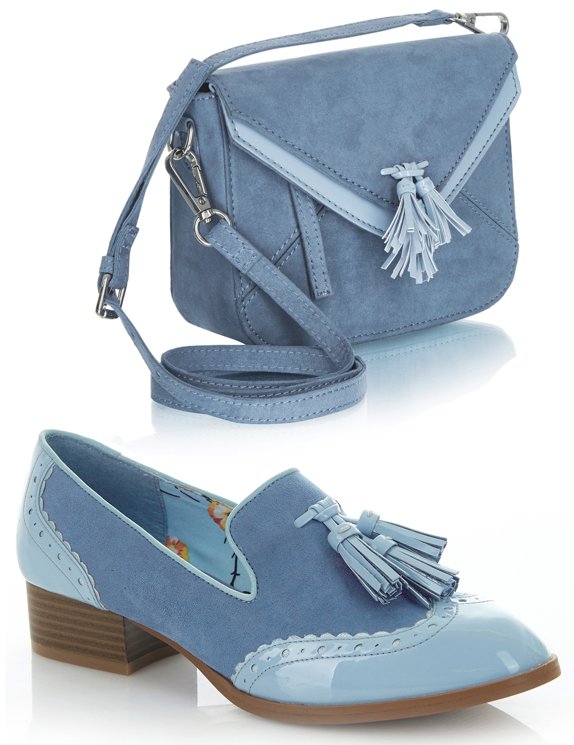 powder blue shoes and matching bag