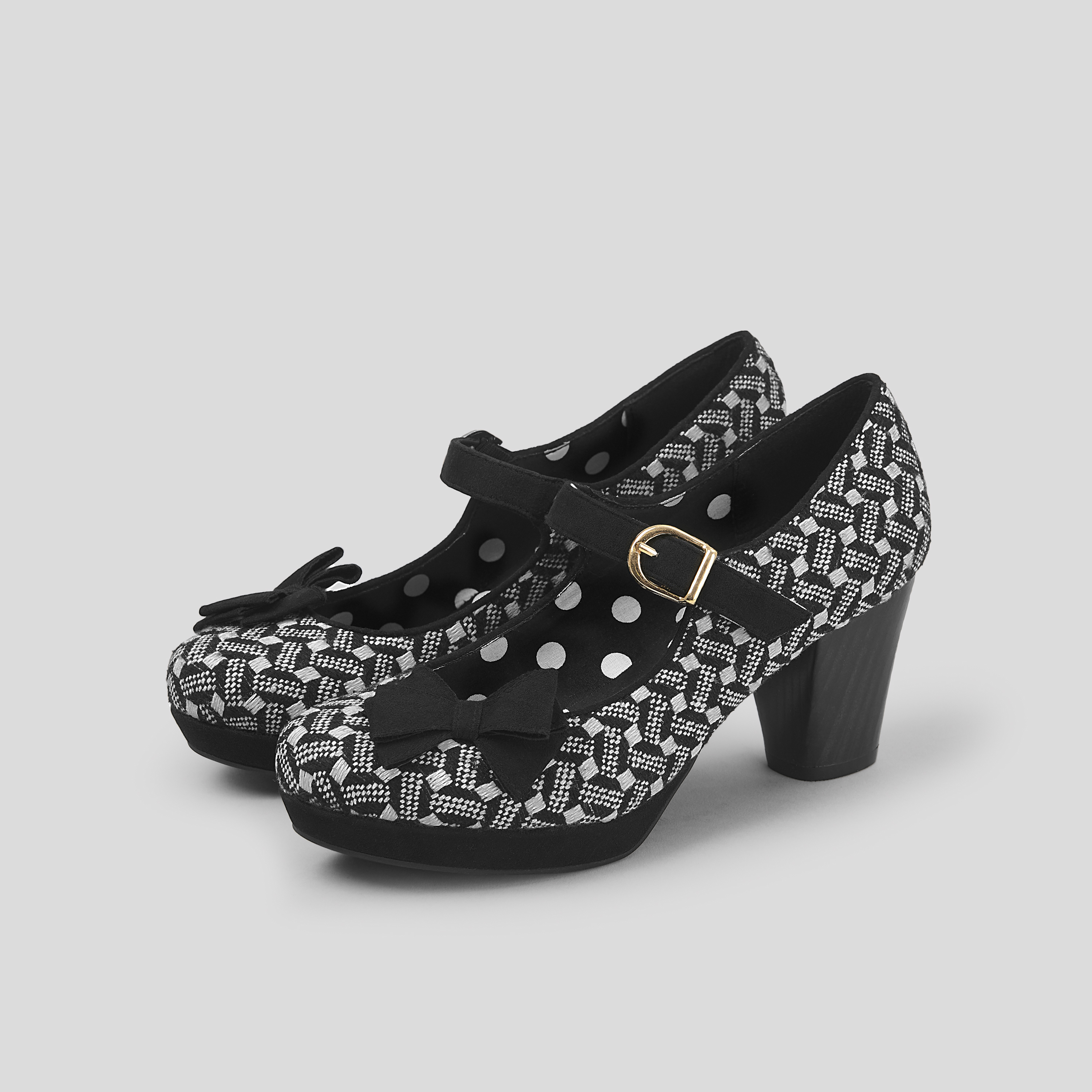 Ruby Shoo Crystal Black Mid Heel Mary Jane Shoes