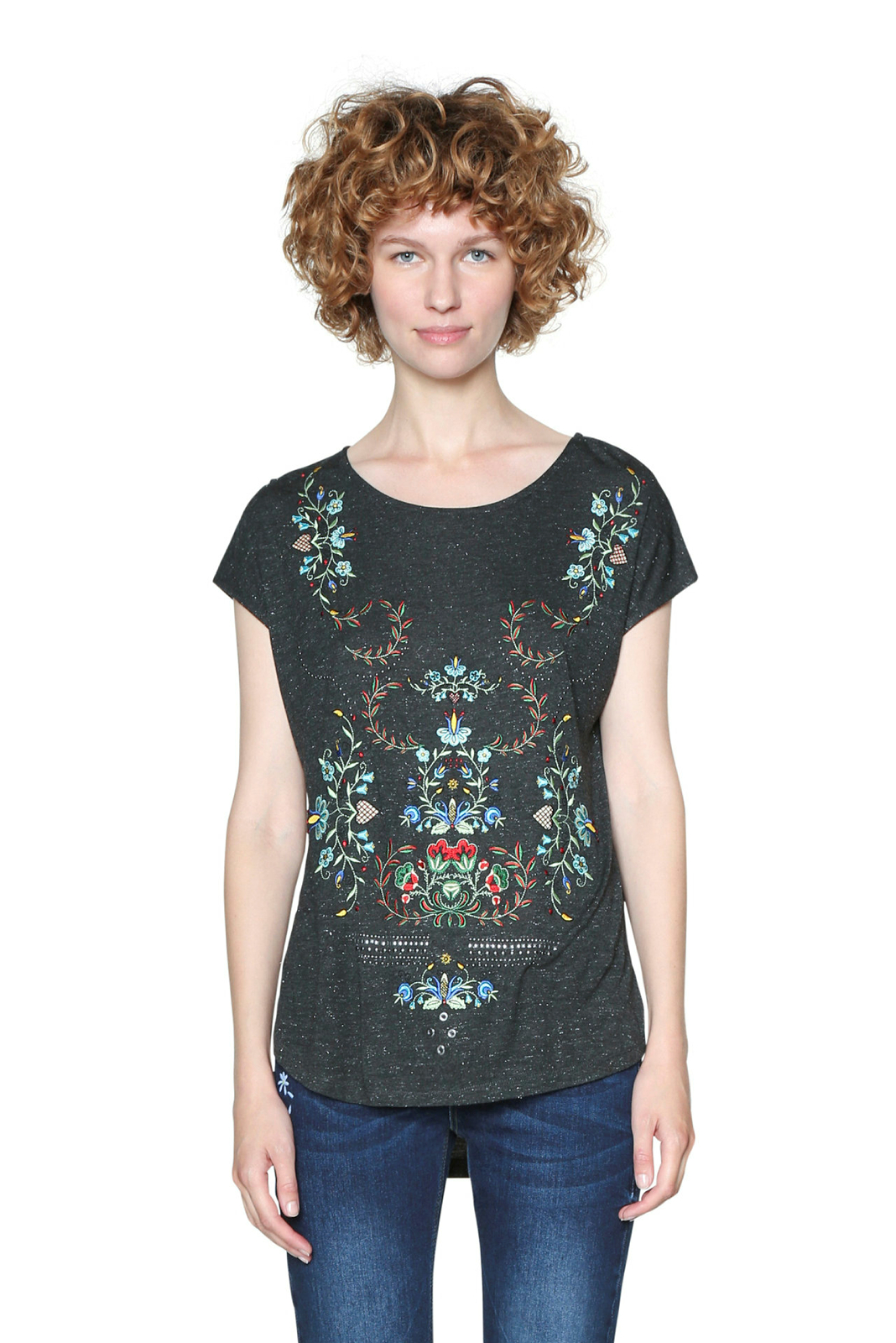 Desigual Black Courtney Long Sleeved Floral Layered Tshirt Top XS-XXL UK8-18 ?54
