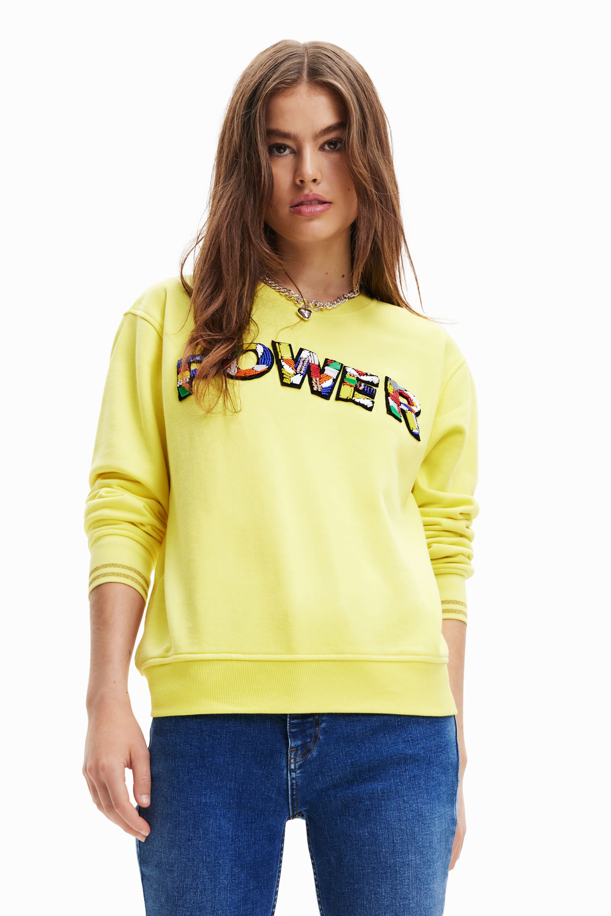 Desigual Power Logo Beaded Sweatshirt 23SWSK01 1000 - Bild 10 von 11