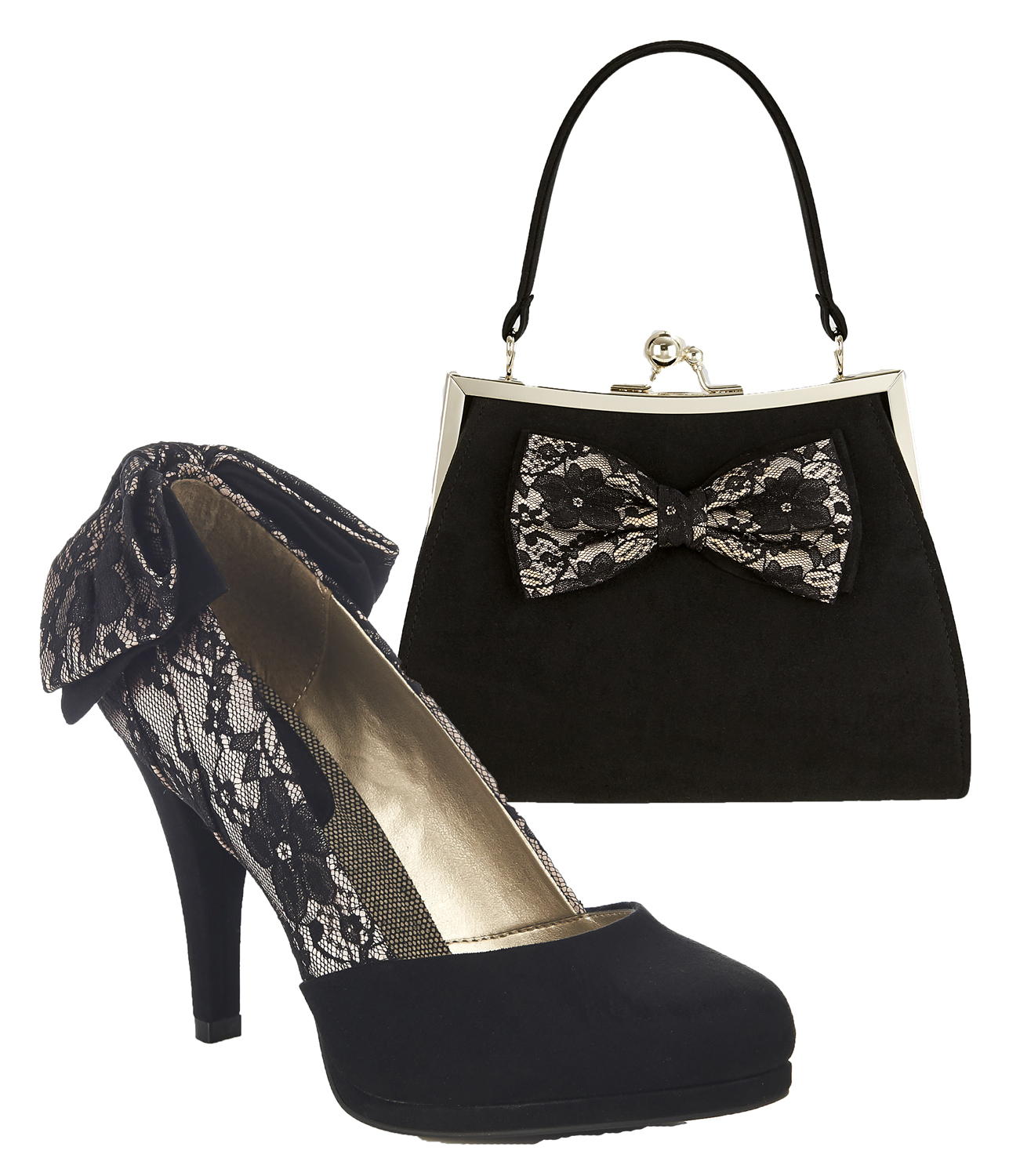 black lace court shoes
