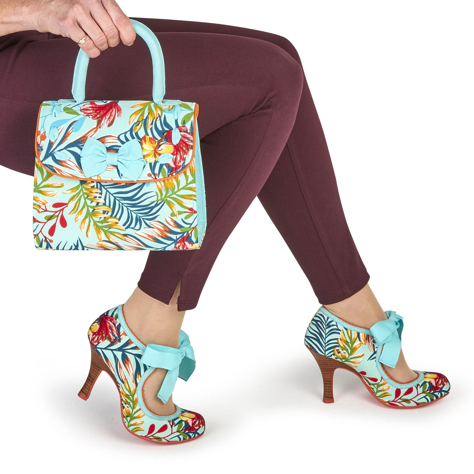 Blue Peach Coral Aqua Floral NEW Ruby Shoo Willow Shoe UK3-9 EU36-42 Red Tulip