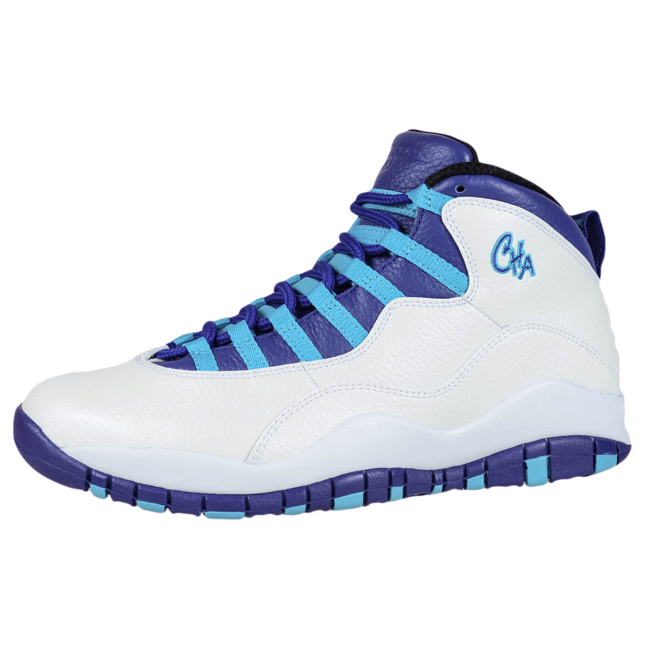 air jordan retro 10 blanco violet ... nike air jordan retro 10 charlotte white concord blue lagoon 310805 107 size 8