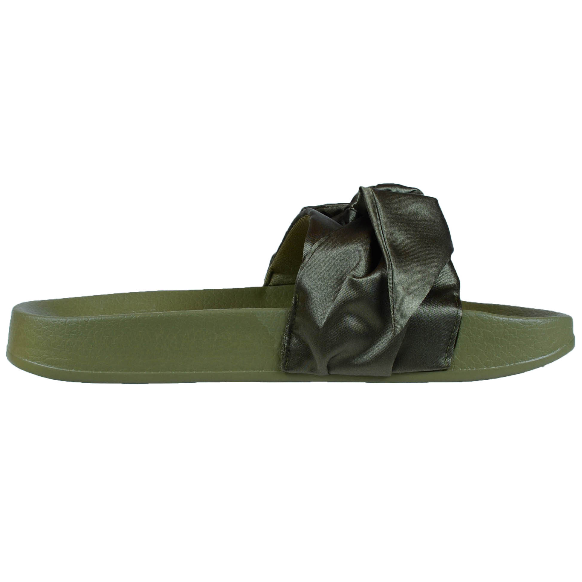 PUMA BY RIHANNA FENTY WOMEN'S BOW SLIDE SANDALS PINK OLIVE GREEN 365774 03 01 | eBay