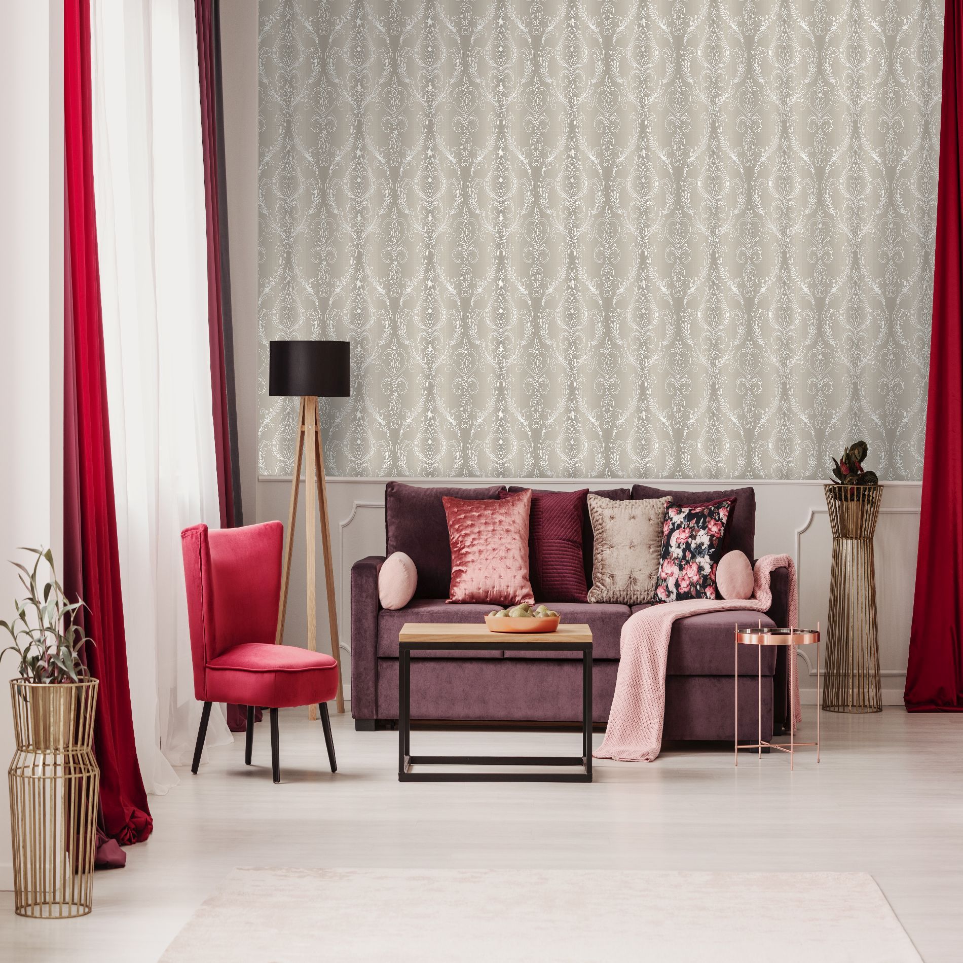 Boutique Gold Metallic Valentino Damask Wallpaper Was 23 Ebay