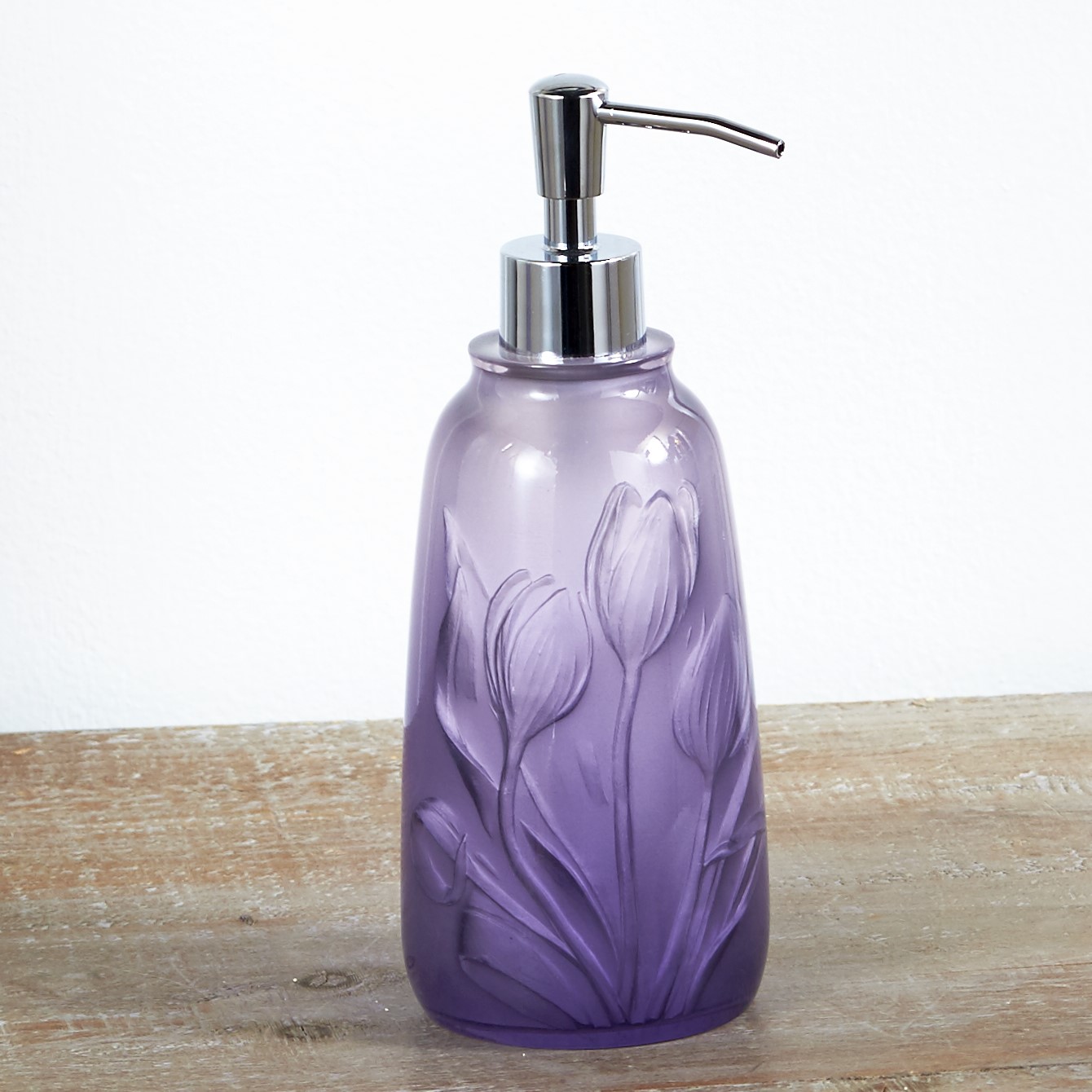 Tulip Bathroom Soap and Lotion Pump Floral Restroom Accent Purple
