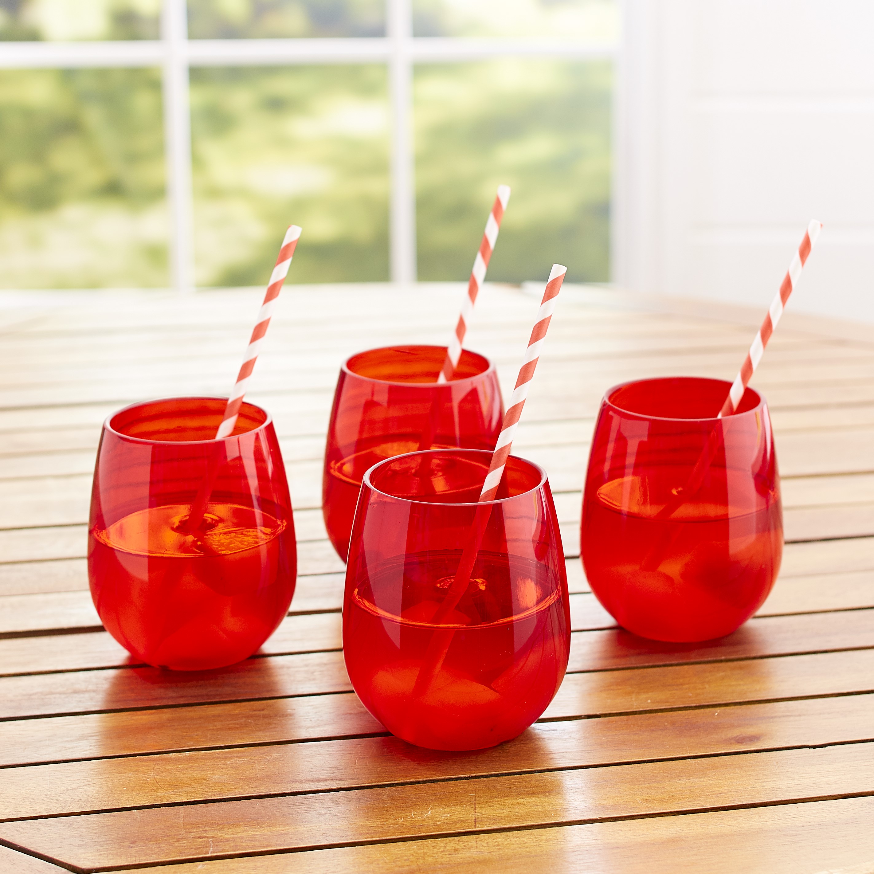 Reusable Plastic Glasses Outdoor Cocktail Drinking Glasses Set of 4