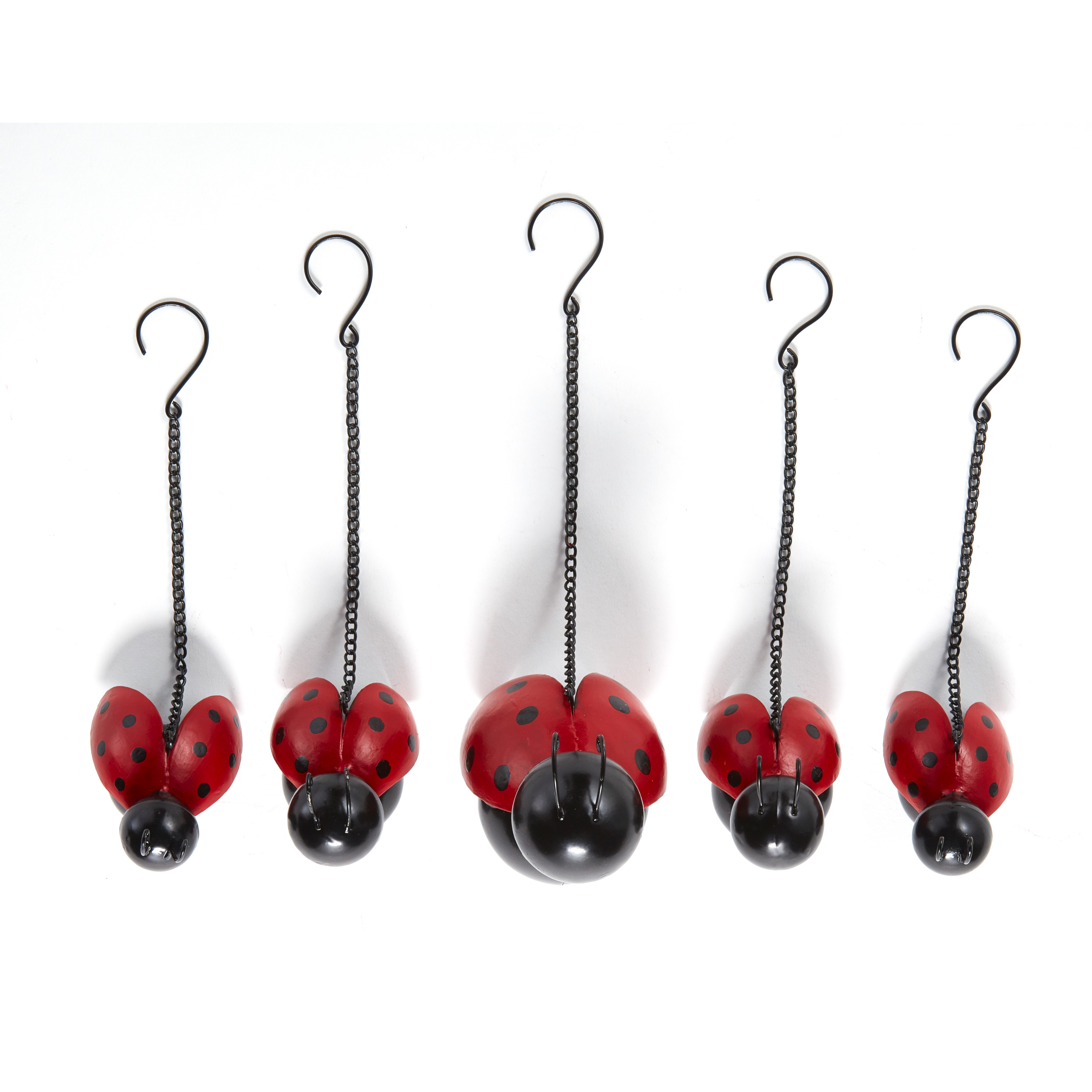 Hanging Ladybugs Garden Decorations for Indoors or Outside - Set of 5