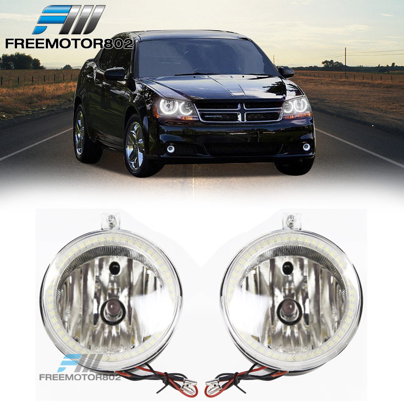 Fits 2005-2010 Dodge Caravan Avenger Caliber LED Halo Clear Fog Lights