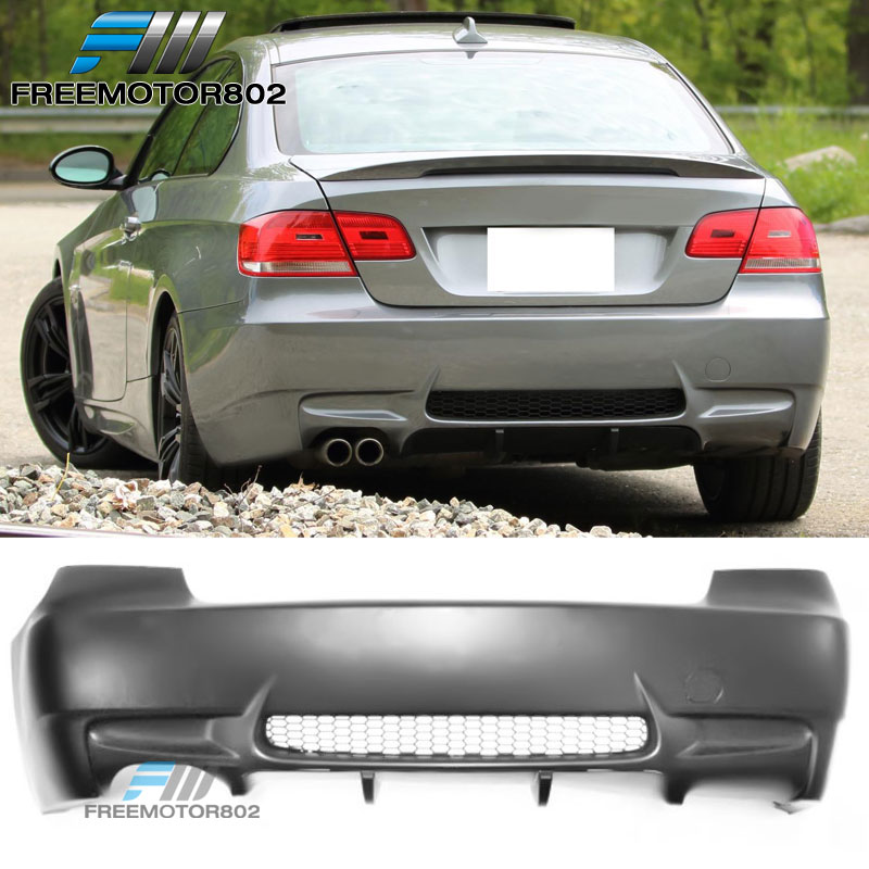 BestRacingMotors M4 Style Rear Bumper Cover For 2007-2013 BMW E92 2dr, Unpainted Black, Quad Tips