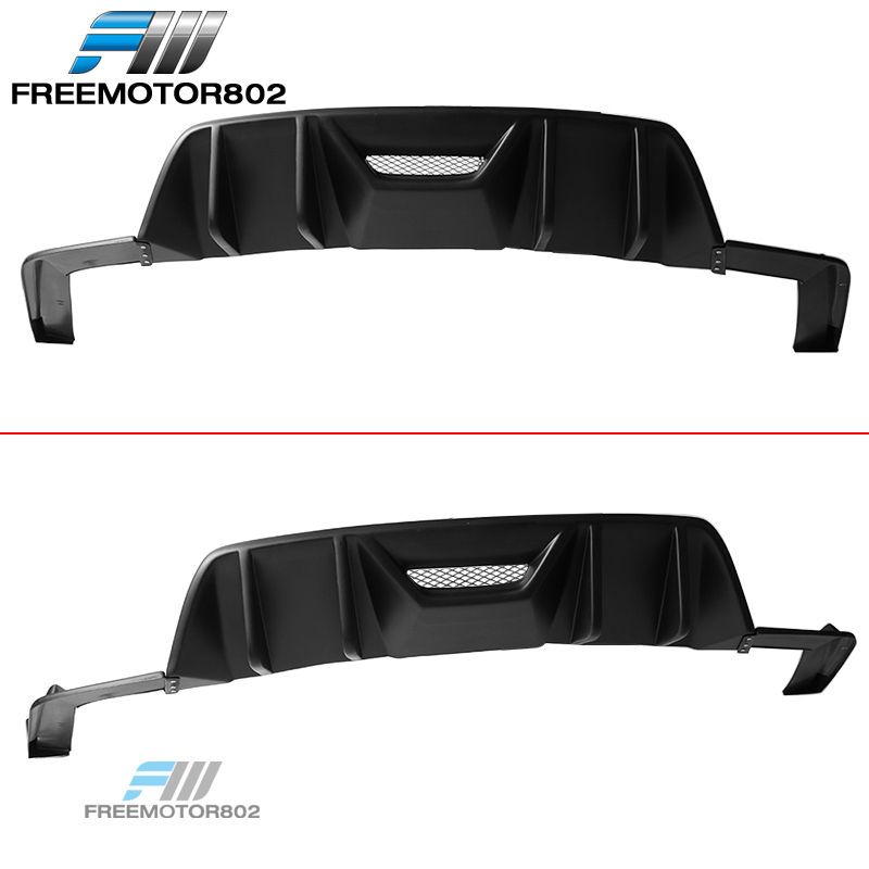 Free-Motor802 Compatible With 2015-2017 Ford Mustang Rear Bumper Diffuser,RTV2 Style Unpainted Black PP Spoiler