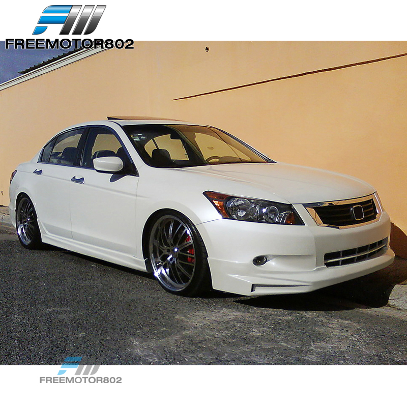 Mugen Style Front Bumper Lip Spoiler For 2008-2010 Honda Accord Sedan (L4 Only) - Unpainted PU