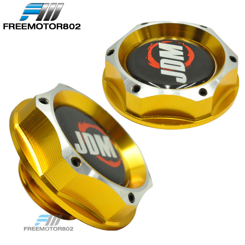 Gold Engine Oil Filter Cap Fuel Tank Cover For Honda With JDM logo