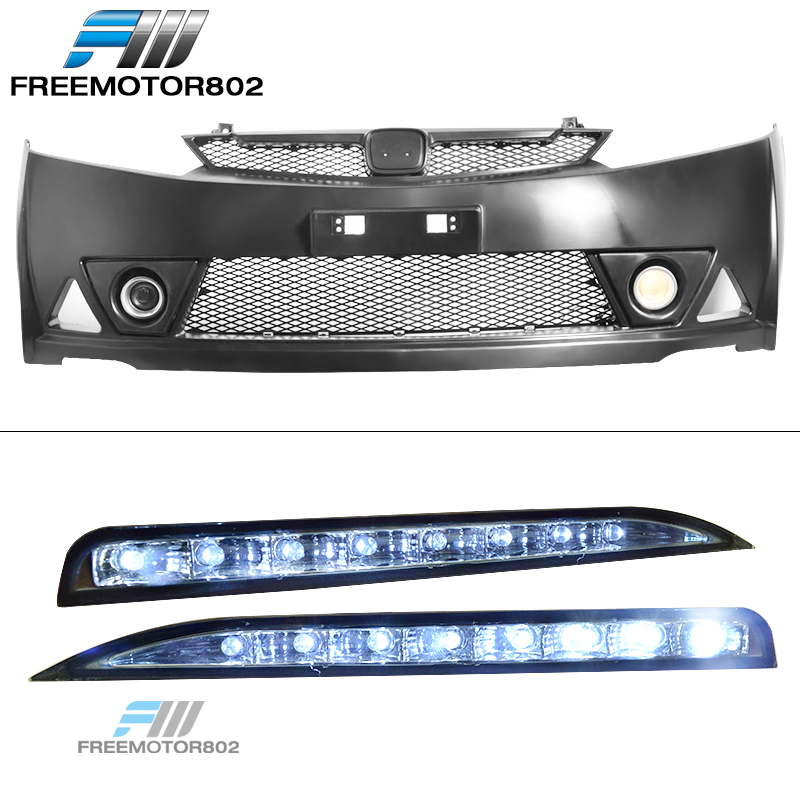 Fits 06-11 Civic 4 Door Mugen RR Front Bumper & LED Daytime