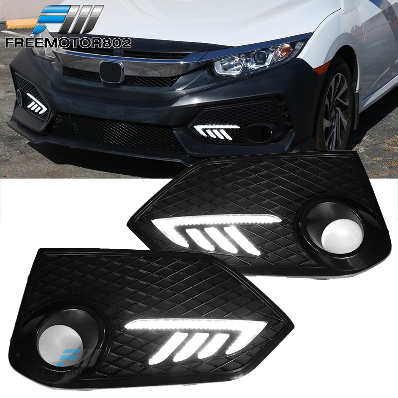 Fits 16 18 Honda 10th X Gen Civic Type R Style Drl Led Daytime Running Lamps Ebay