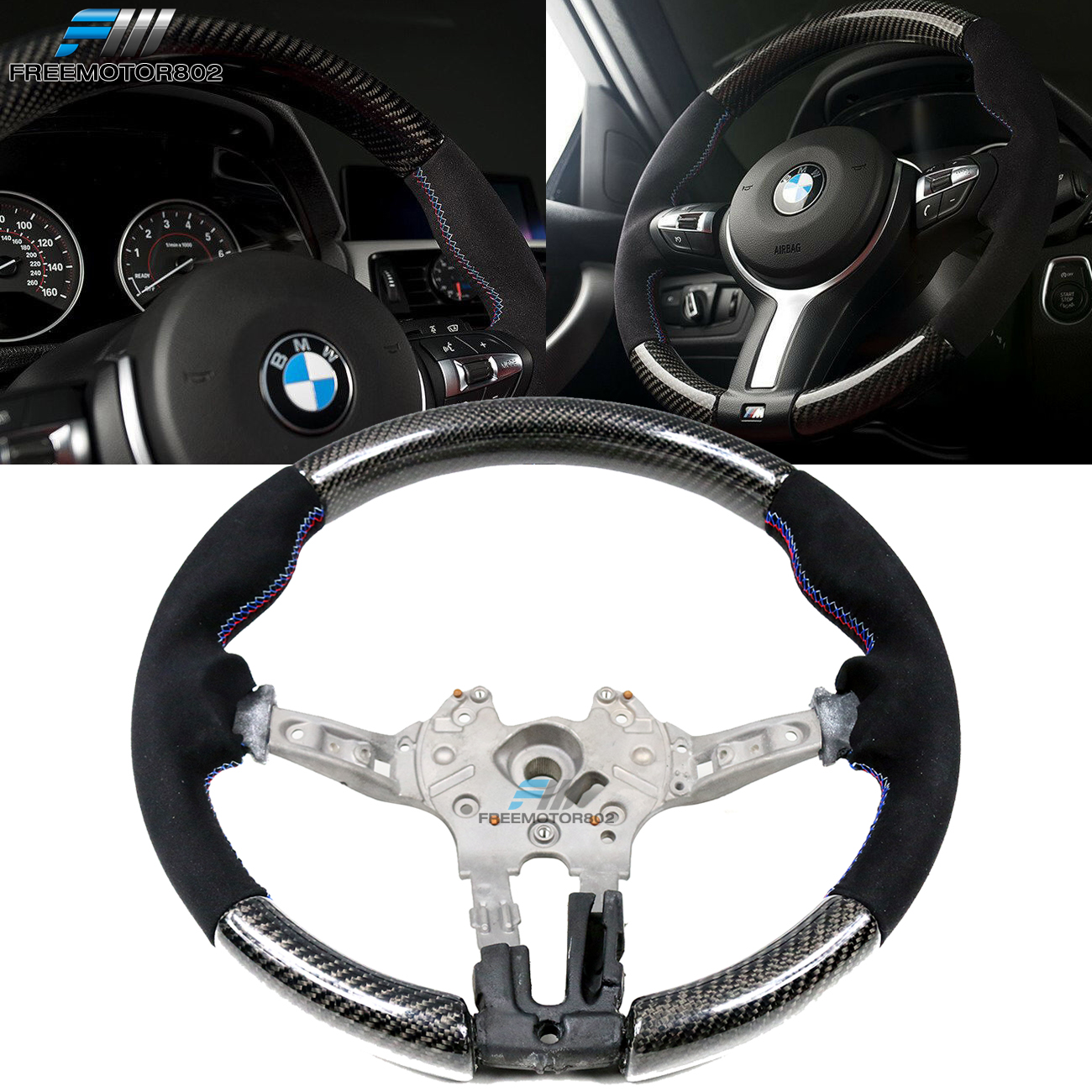 Fits 1221 BMW M Sport Steering Wheel Carbon & Alcantara Cover & M