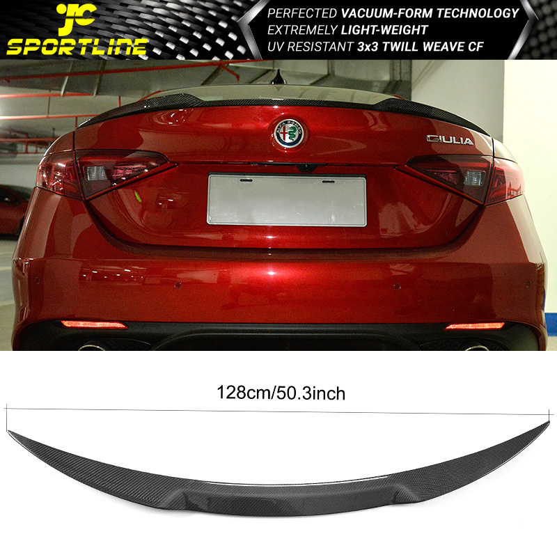 Fits 2015-2018 Alfa Romeo Giulia Sedan QUA Style Trunk Spoiler Full Carbon Fiber