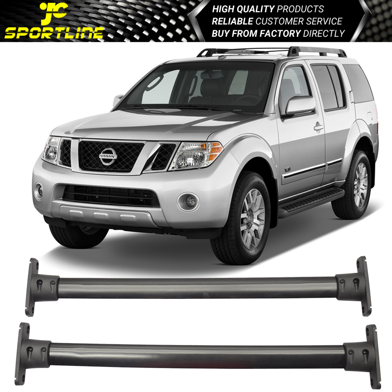 fit 2005-2012 Nissan Pathfinder Black Front Rear Roof Top Rack Cross Bar