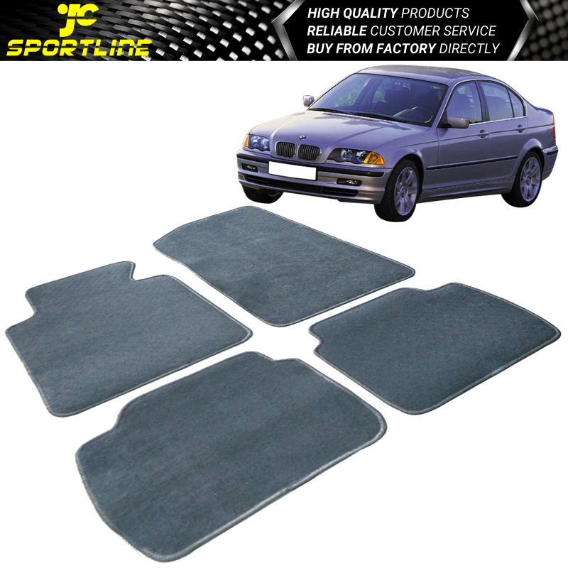 Fits 9905 BMW E46 3Series Floor Mats Carpet Front & Rear Gray Nylon 4