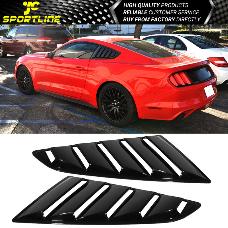 For 15-17 Ford Mustang OE Style Side Black Window Louvers