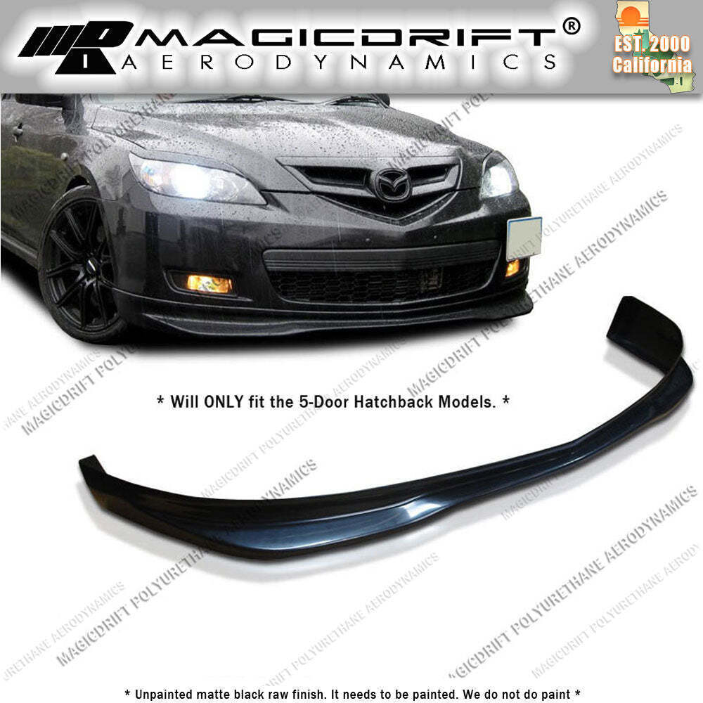 IKON MOTORSPORTS Front Bumper Lip Spoiler For 07-09 Mazdaspeed 3 & 04-08 Mazda 6 S/i – Unpainted PP, Free Shipping