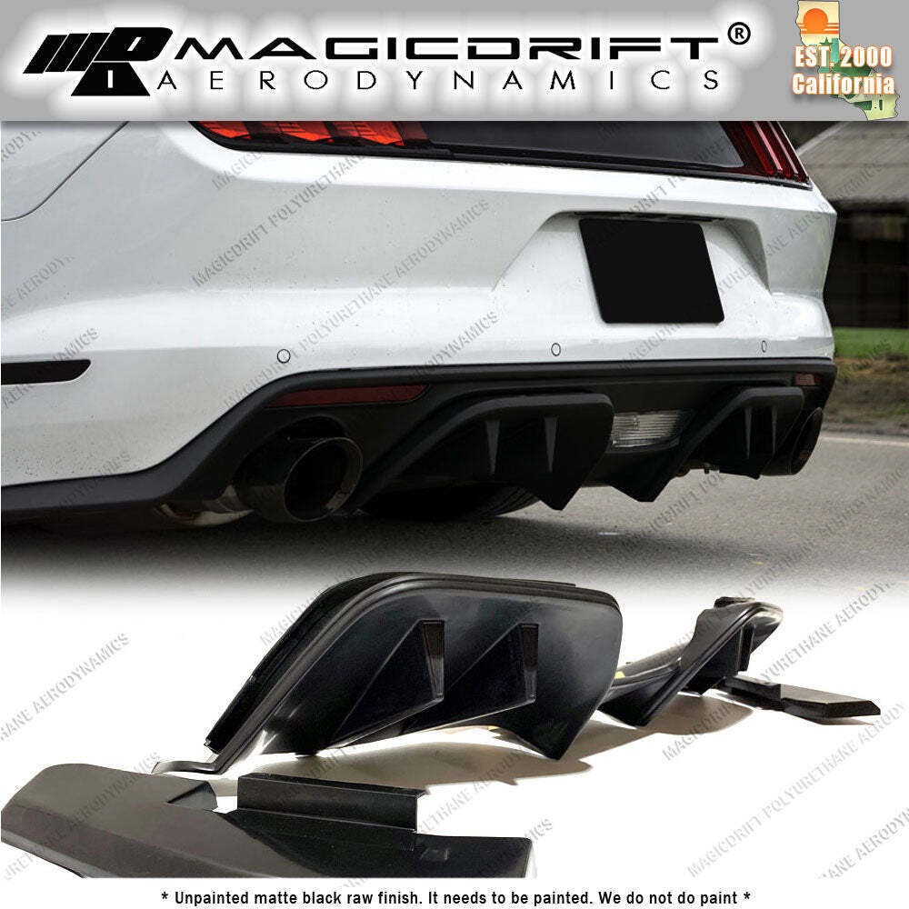For 15 16 17 Ford Mustang Premium 4-Fin Rear Bumper Lip