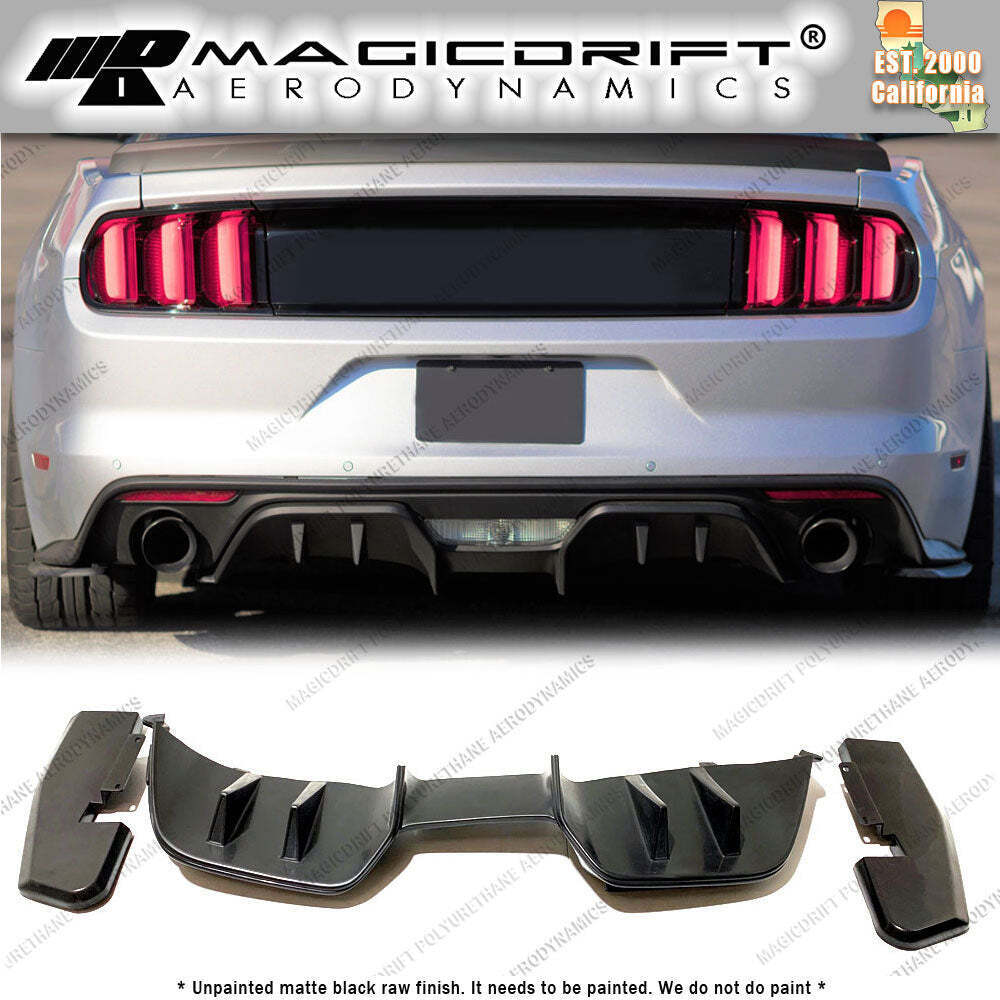 For 15 16 17 Ford Mustang Premium 4-Fin Rear Bumper Lip