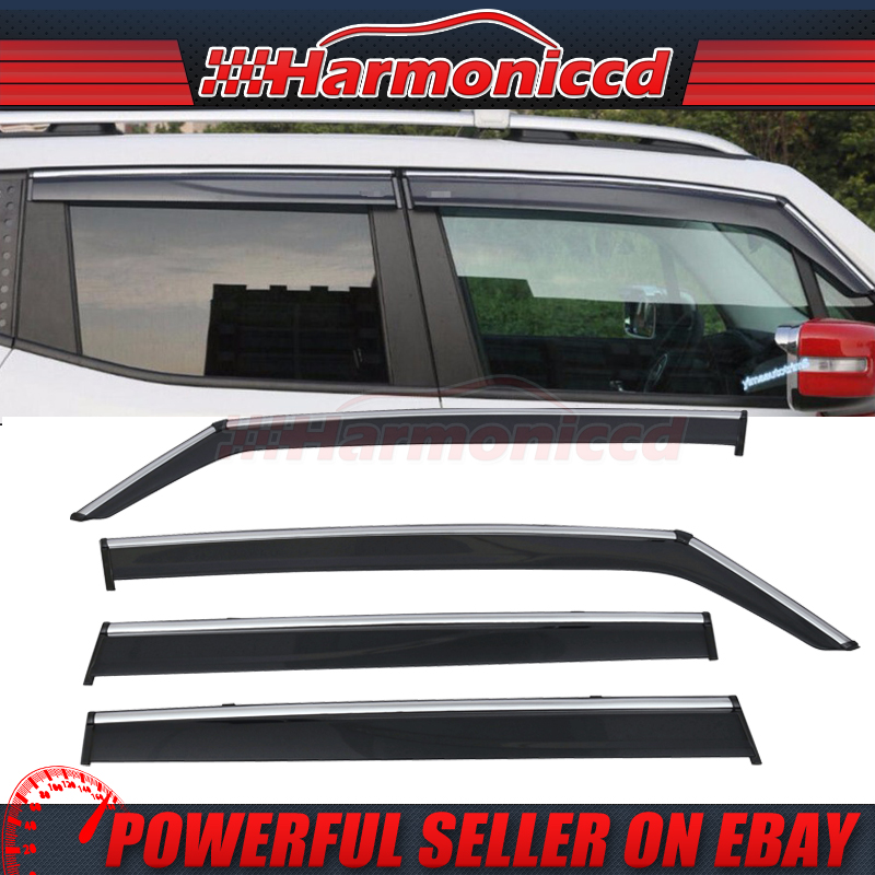 Fits 15-18 Subaru Outback Polycarbonate Window Visors w// Chrome Trim 4Pc Set
