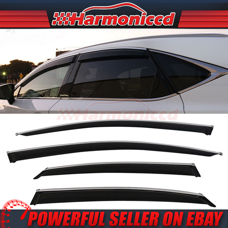 Fits 15-18 Subaru Outback Polycarbonate Window Visors w// Chrome Trim 4Pc Set