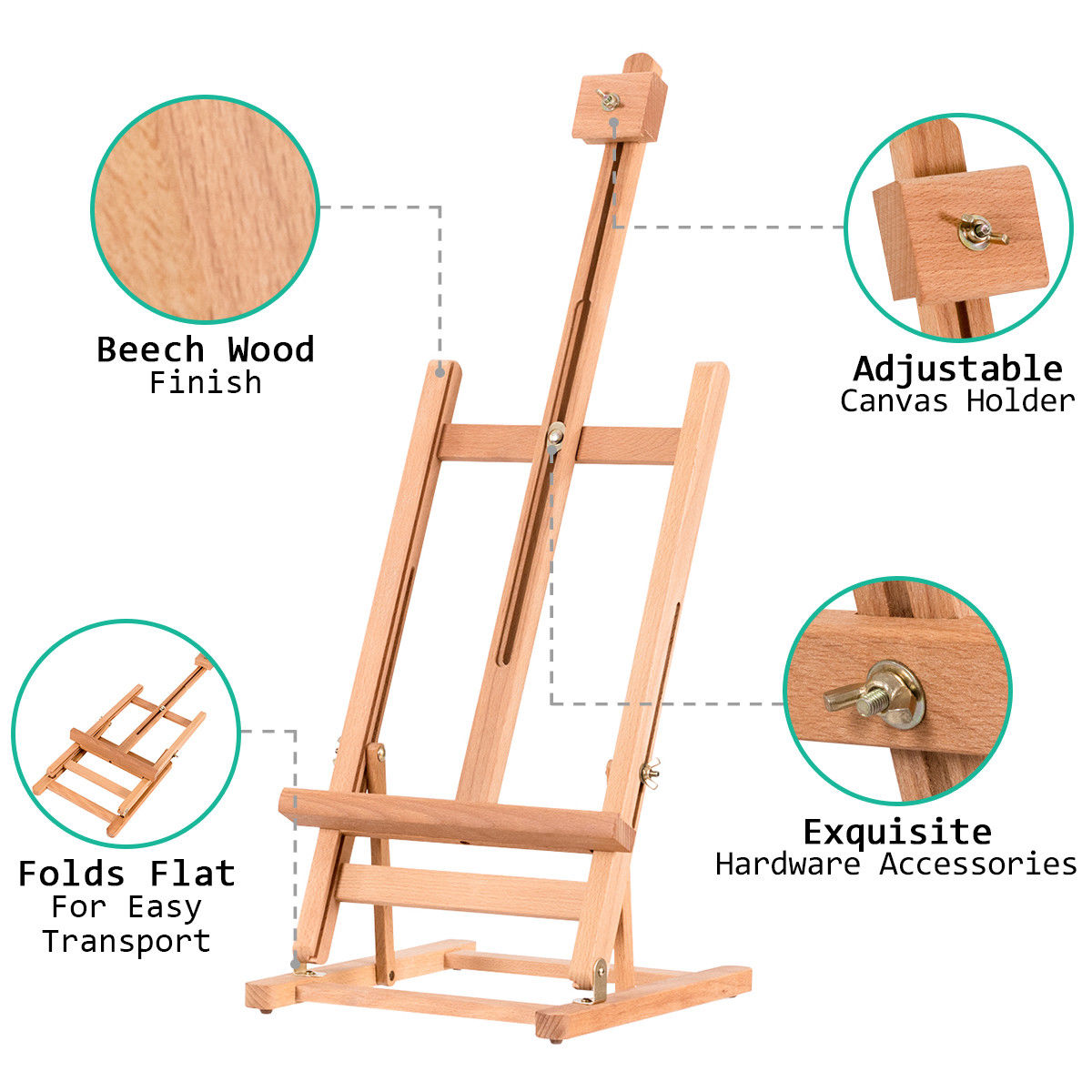 Portable Wood Tabletop Easel HFrame Adjustable Artist Painting Display Studio eBay