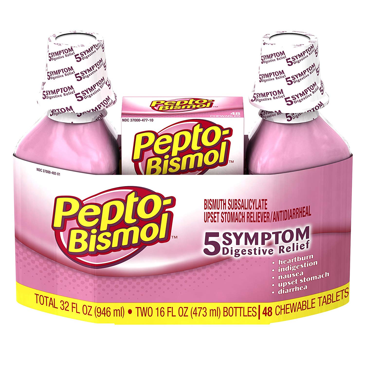 Pepto-Bismol Original Liquid, 2 pk./16 fl. oz. w/ 48 Chewable Tablets ...