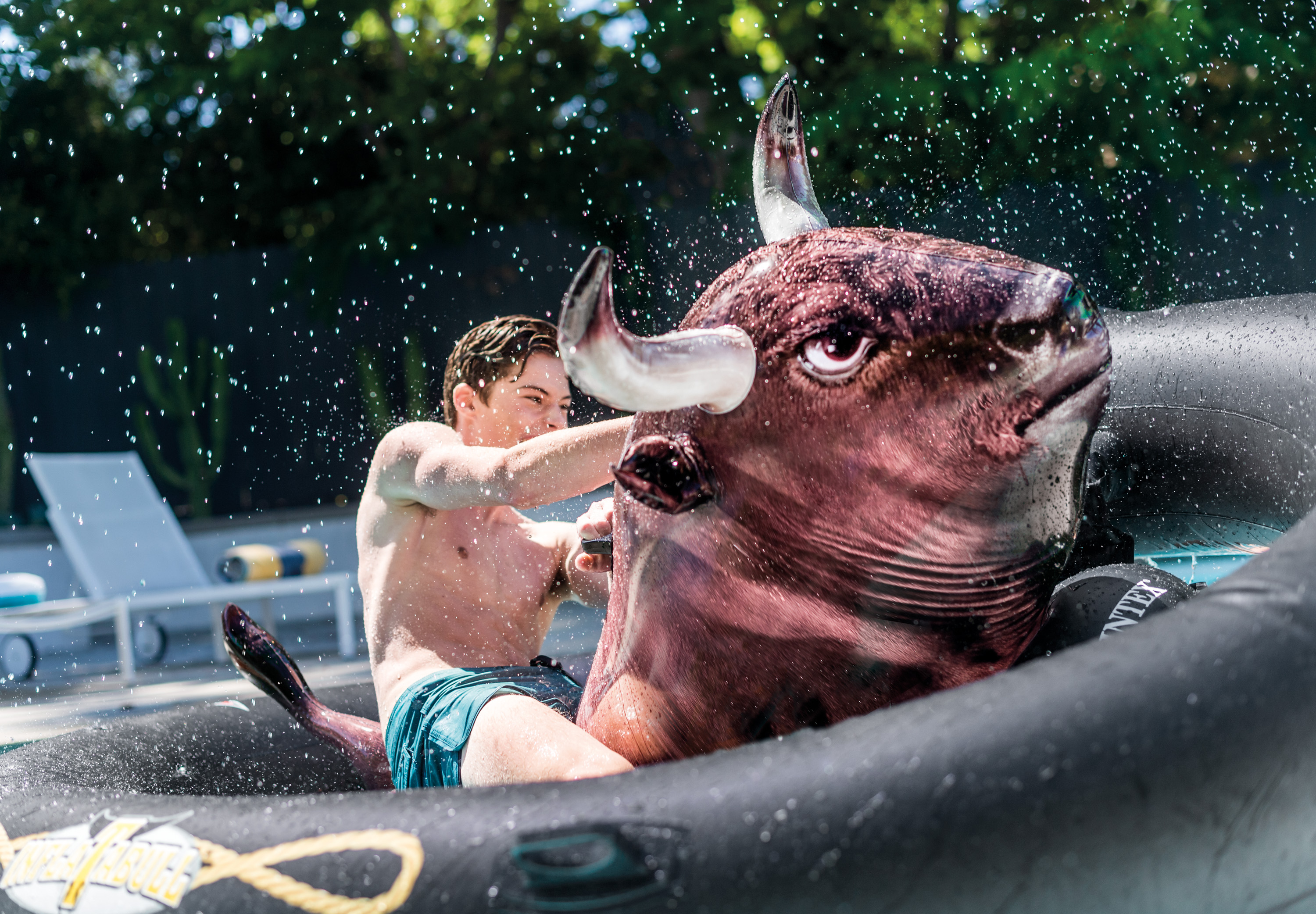 intex inflatable bull riding floatie