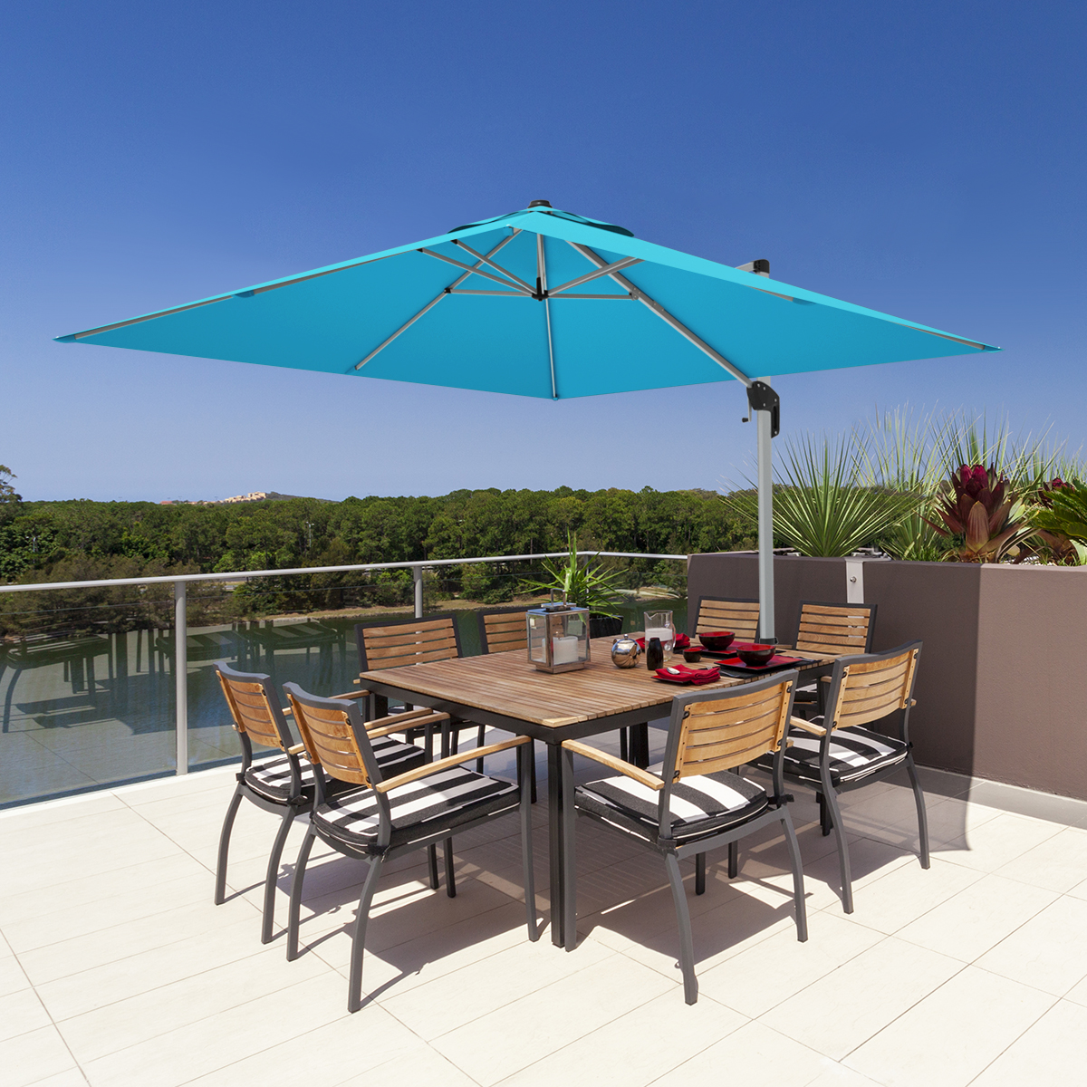 10 Ft Square Offset Hanging Patio Umbrella 360 Degree Tilt Blue | eBay 10 Ft Square Offset Hanging Patio Umbrella 360 Degree Tilt Blue | eBay