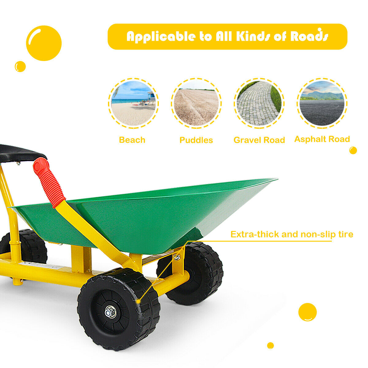 8" Kids Ride-on Sand Dumper Front Tipping Heavy Duty 4 Wheels Sand Toy Gift - Bild 7 von 10