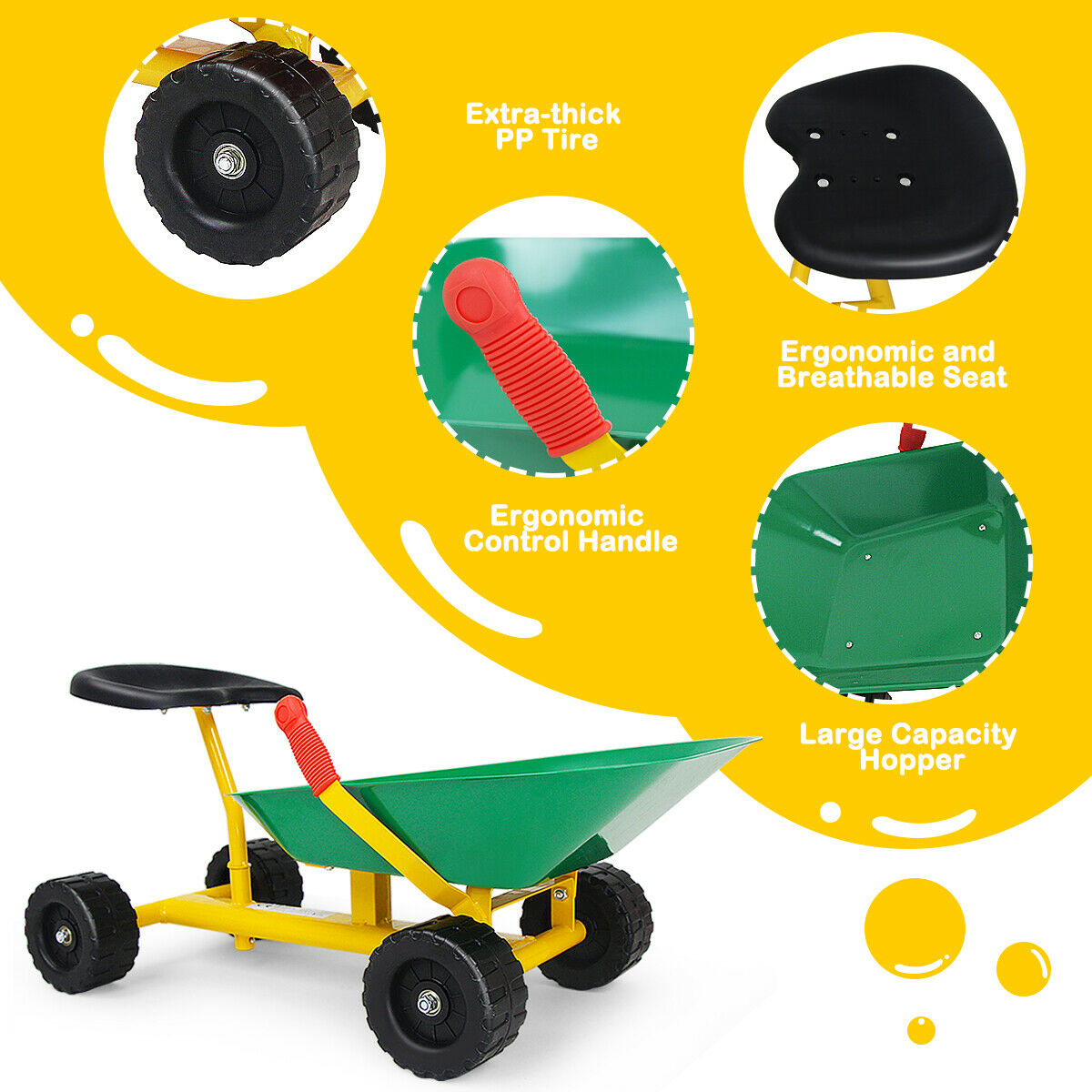 8" Kids Ride-on Sand Dumper Front Tipping Heavy Duty 4 Wheels Sand Toy Gift - Bild 9 von 10