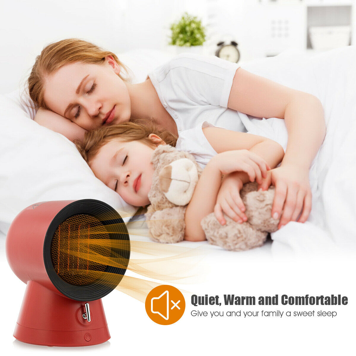 1500W Portable PTC Ceramic Space Heater Mini Electric Desktop Heating Fan Red - Picture 7 of 9