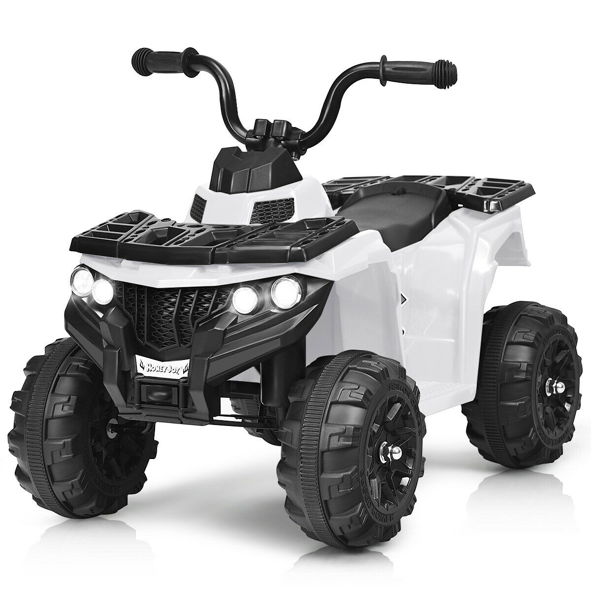 6V Battery Powered Kids Ride On ATV 4-Wheeler Quad w/ MP3 & LED Headlight White