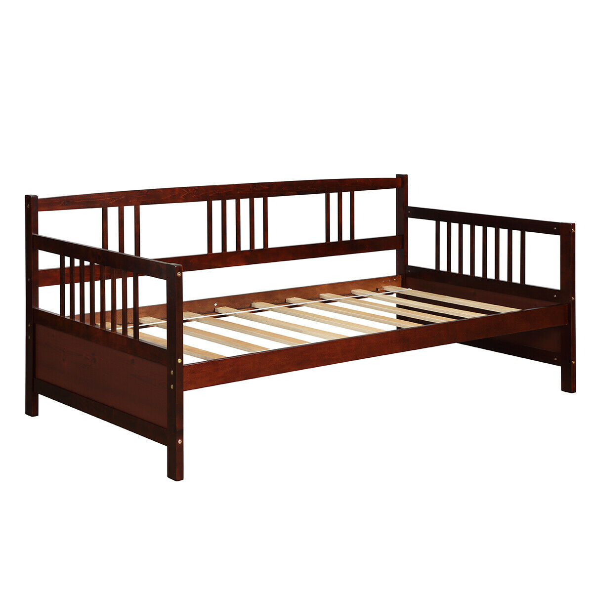 Twin Size Wooden Slats Daybed Bed Sofa Support Platform Sturdy W/Rails Cherry - Picture 2 of 10