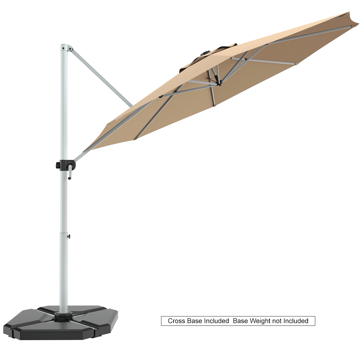 11Ft Patio Offset Hanging Cantilever Umbrella 360 Degree Tilt Beige - Picture 4 of 10