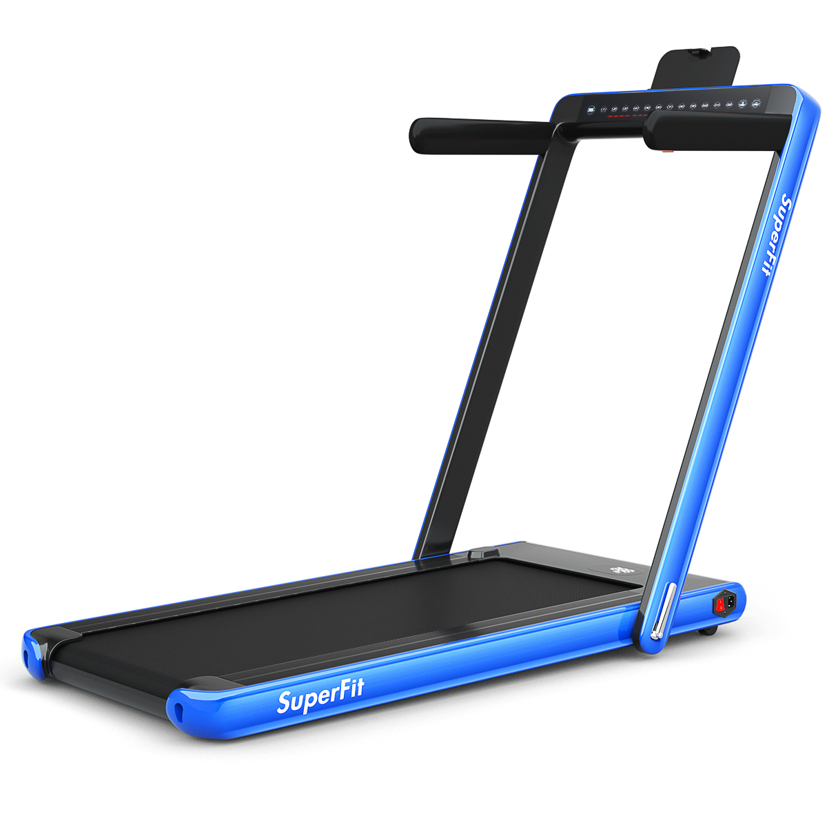 2 in 1 Folding Treadmill 2.25HP Running Machine w/ Dual Display Blue