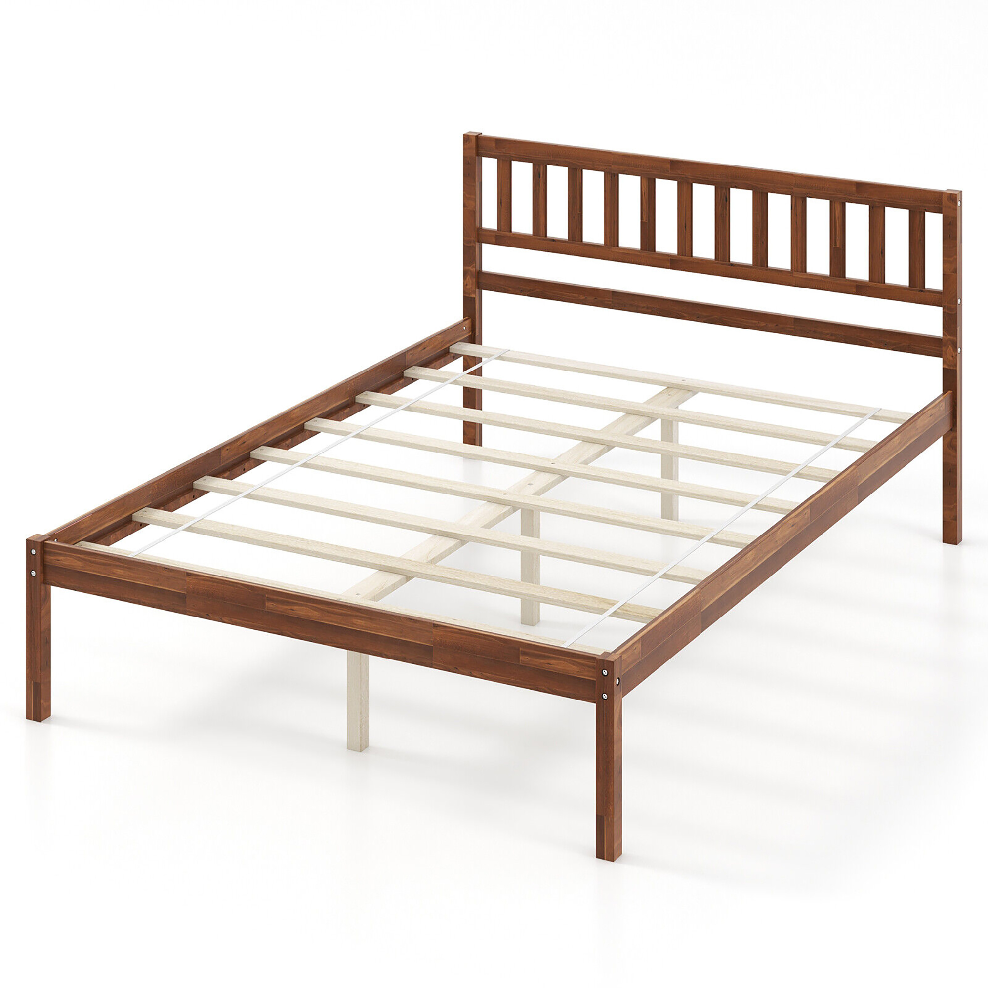 Topbuy Twin/Full/Queen Platform Bed with Headboard Solid Wood Leg Mattress