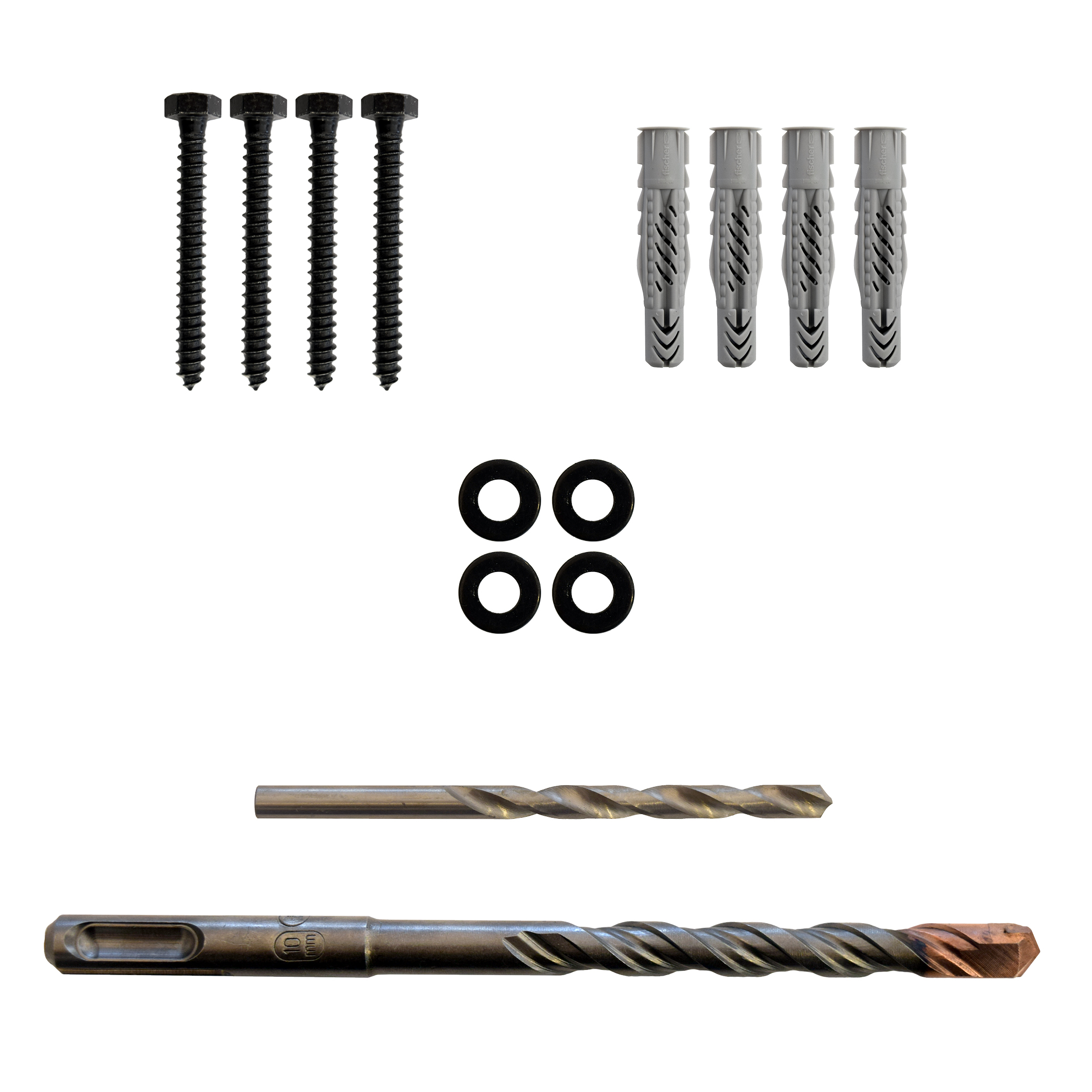 Includes Heavy Duty Bolts Fischer Concrete Anchors and 2 Drill Bits Lag Bolt Kit for Mounting A TV Into Wood Or Concrete