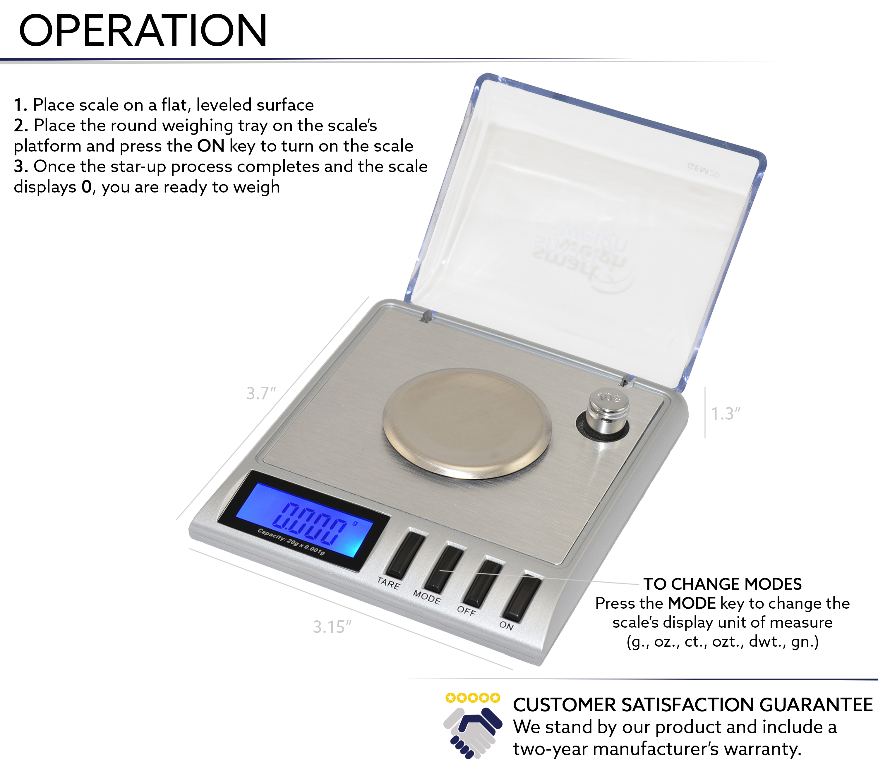 Smart Weigh GEM20 20 x 0.001g High Precision Jewelry Digital Milligram