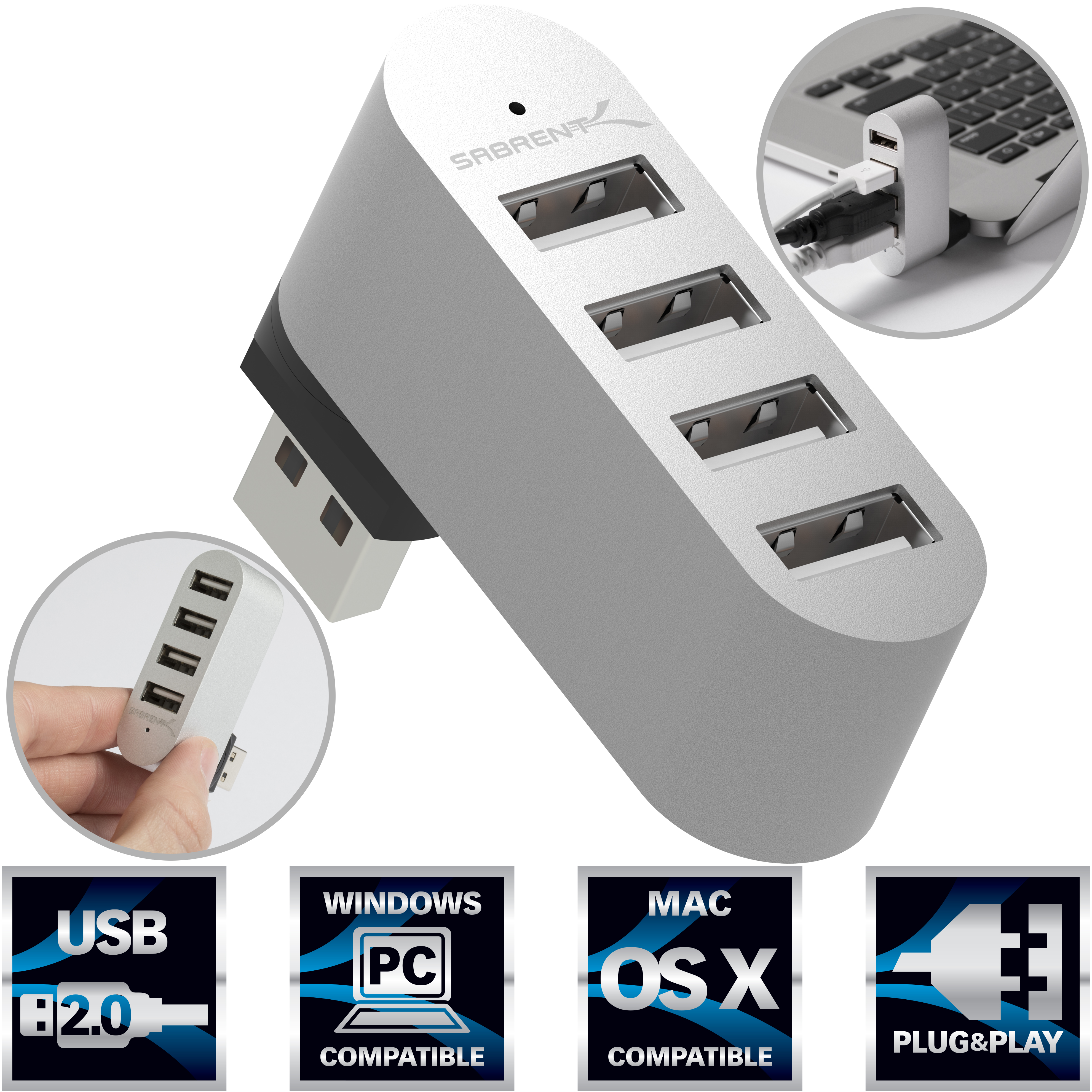 Best Buy Premium 4 Port Aluminum Usb 2.0 Hub For Mac