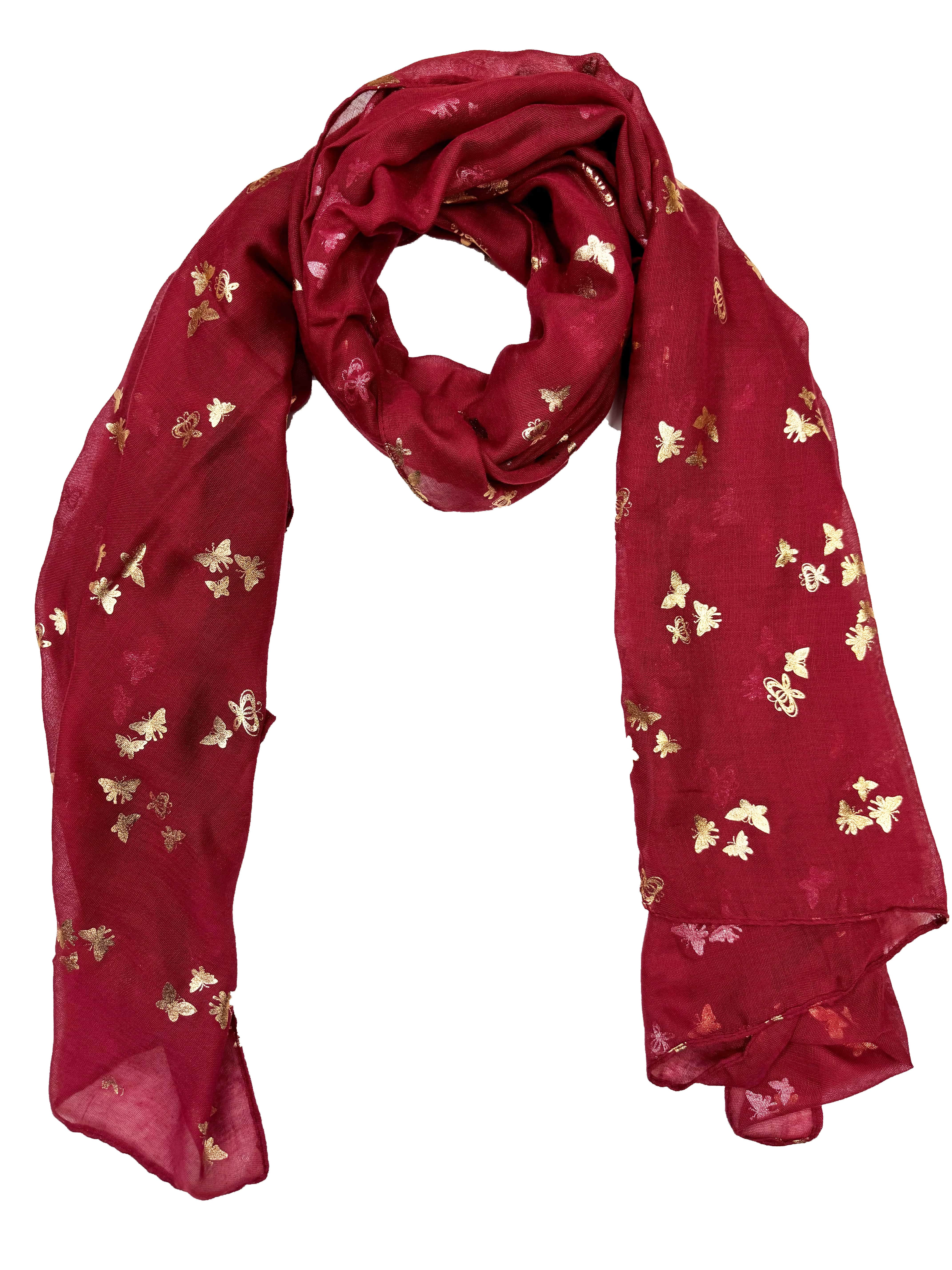 Damen/Damen Gold Folie Metallic Glitzer kleine Schmetterlinge Print Schal - Bild 7 von 22