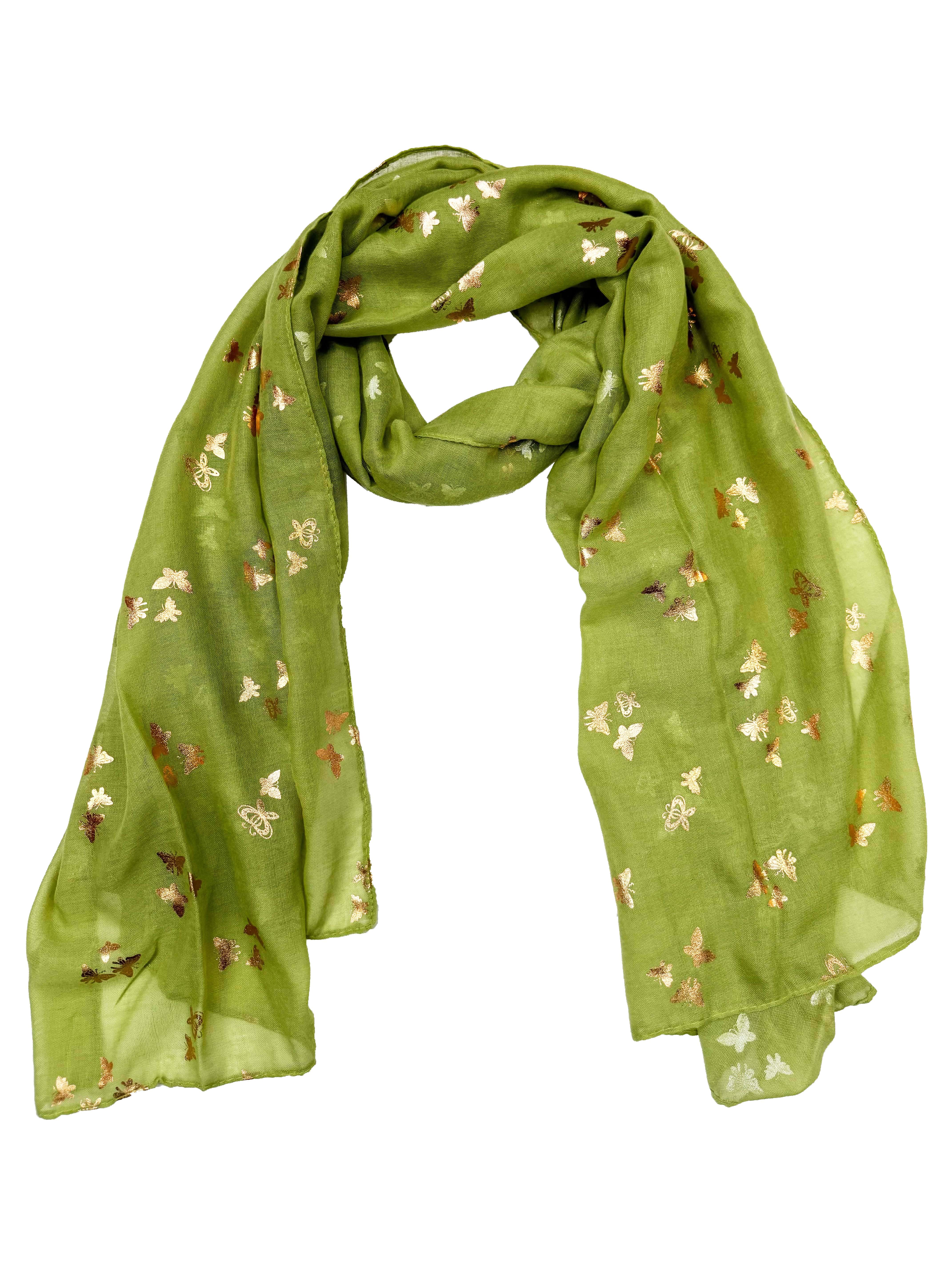 Damen/Damen Gold Folie Metallic Glitzer kleine Schmetterlinge Print Schal - Bild 11 von 22