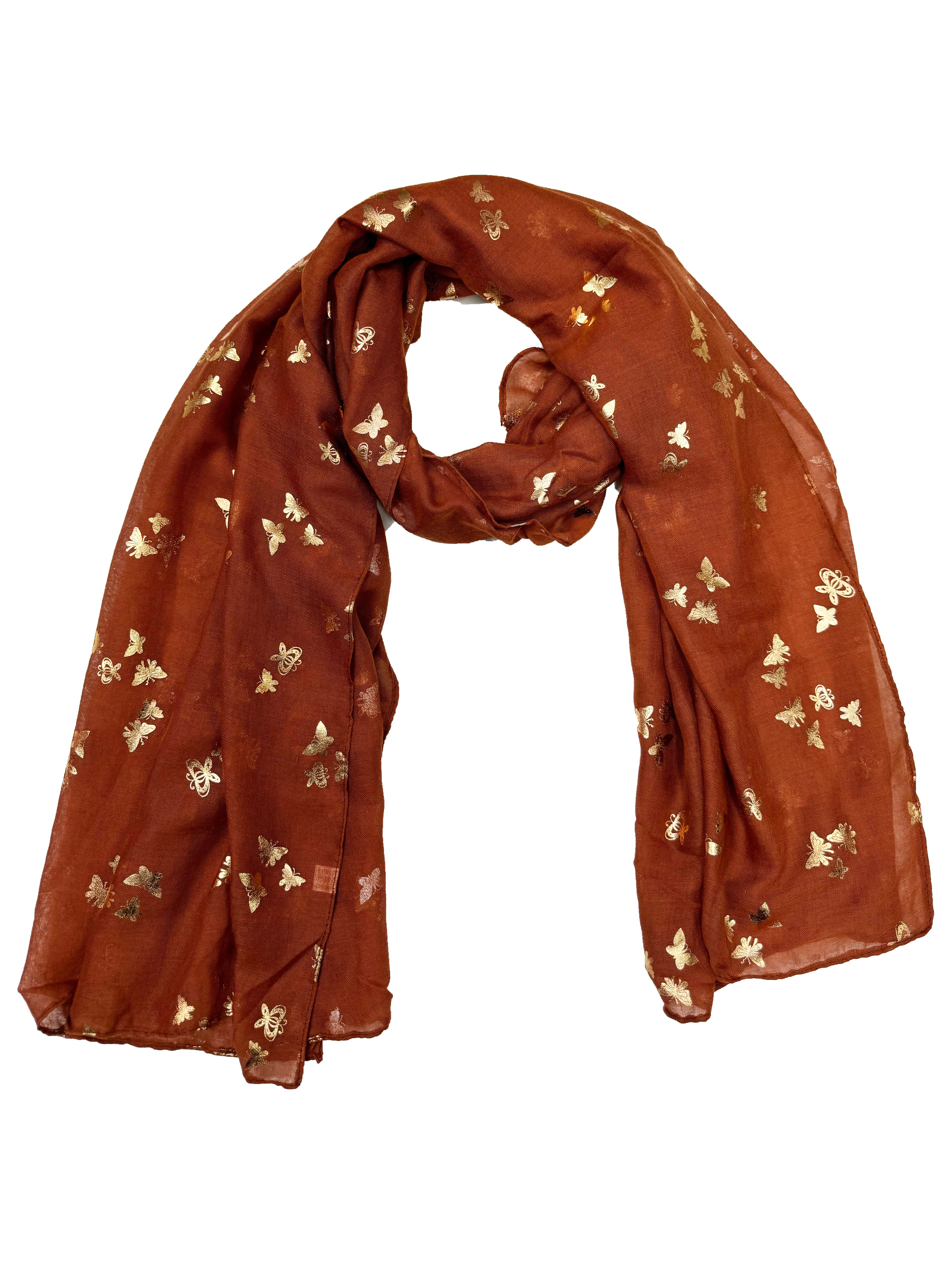 Damen/Damen Gold Folie Metallic Glitzer kleine Schmetterlinge Print Schal - Bild 17 von 22