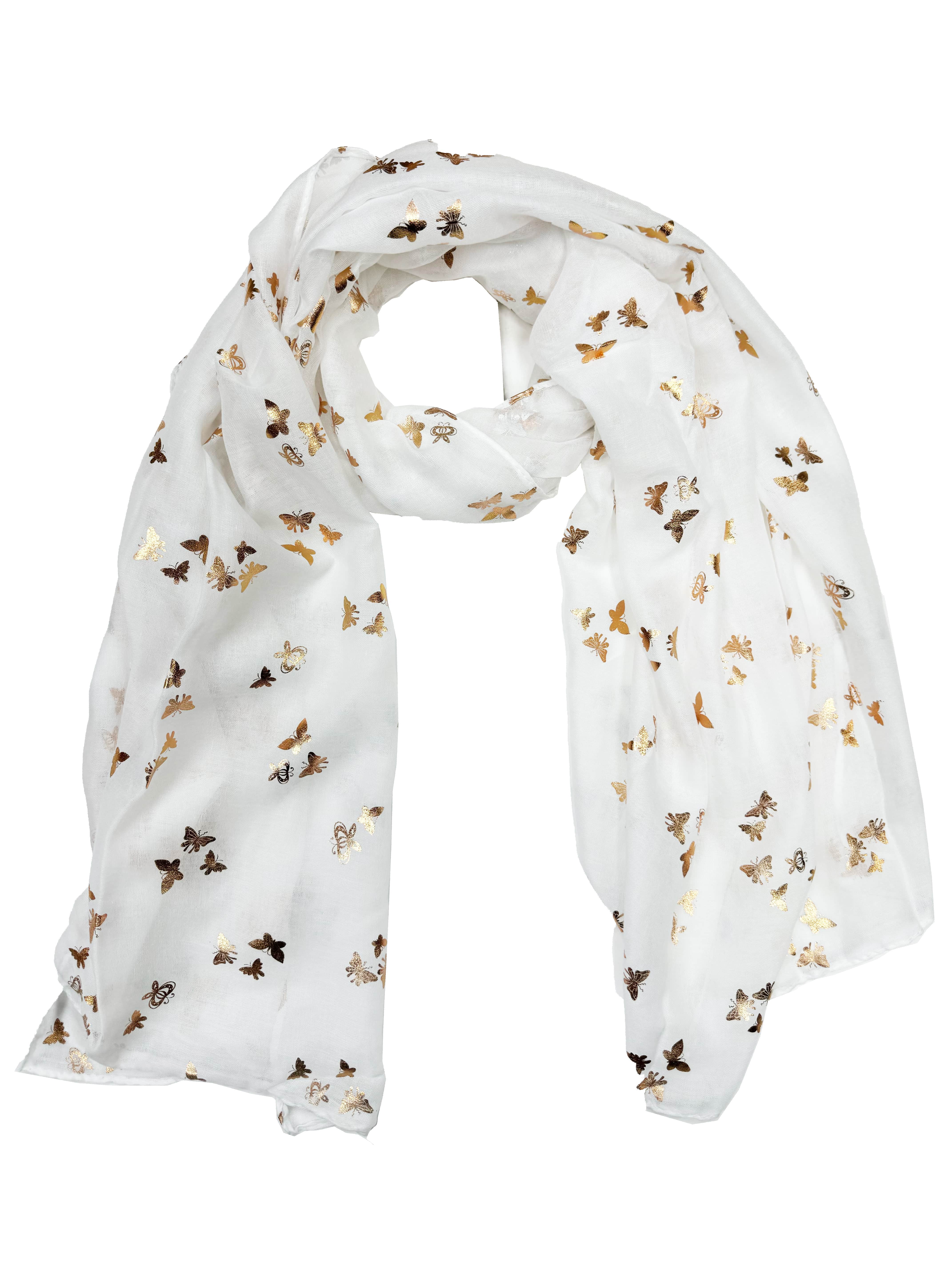 Damen/Damen Gold Folie Metallic Glitzer kleine Schmetterlinge Print Schal - Bild 21 von 22